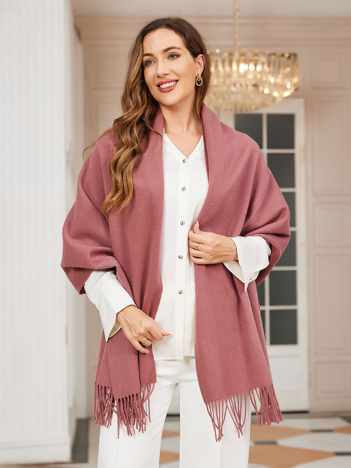 [Pale Mauve] SilkSilky-CA Wool Scarf 003