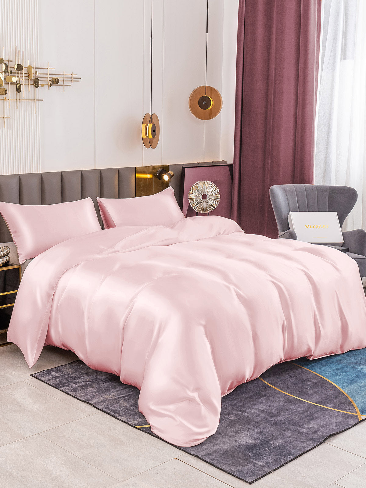 [Pink] SilkSilky-CA 19Momme Pure Silk Bedding Set 001