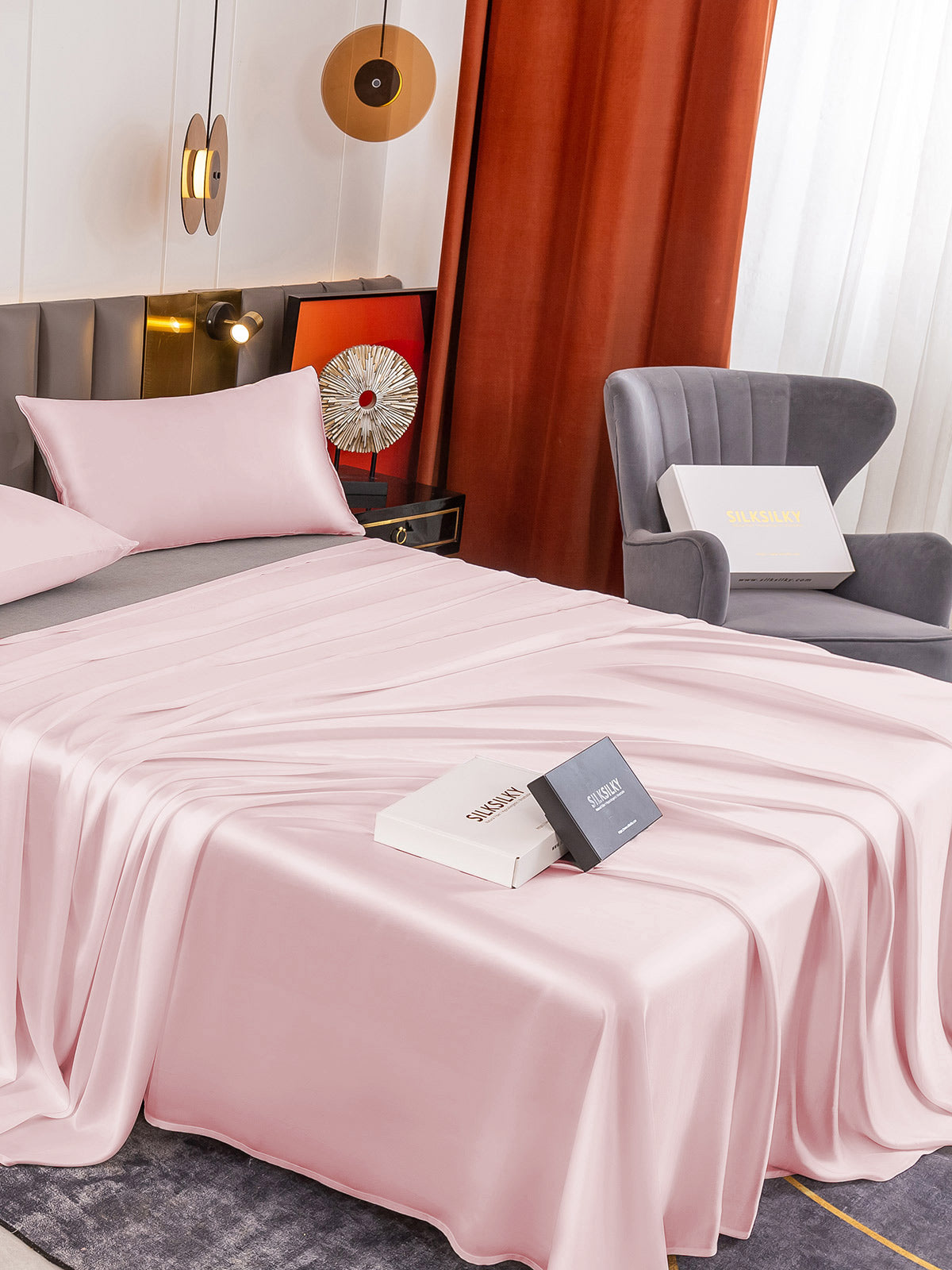 [Pink] SilkSilky-CA 19Momme Pure Silk Bedding Set 004
