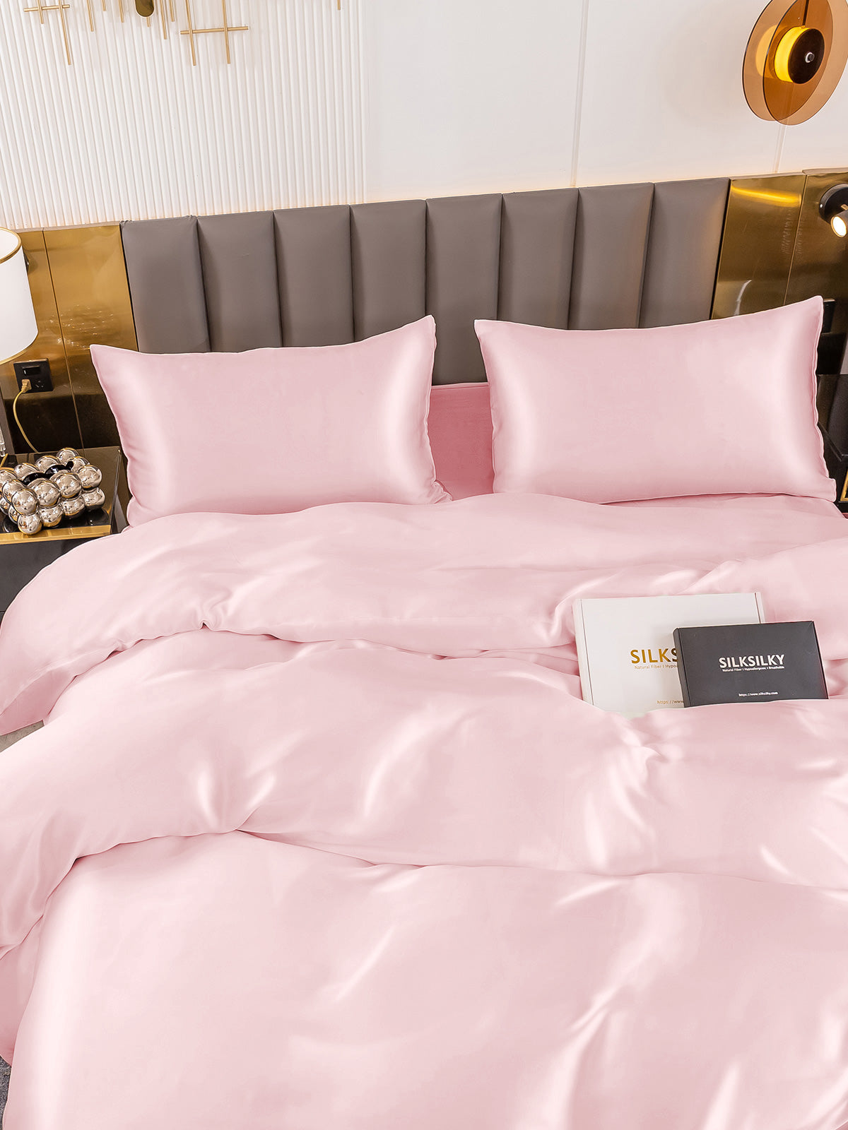 [Pink] SilkSilky-CA 19Momme Pure Silk Bedding Set 004
