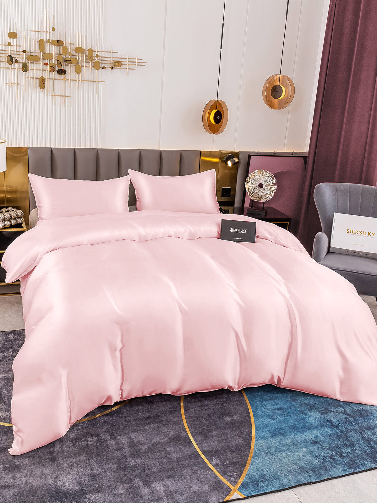[Pink] SilkSilky-CA 19Momme Pure Silk Bedding Set 004