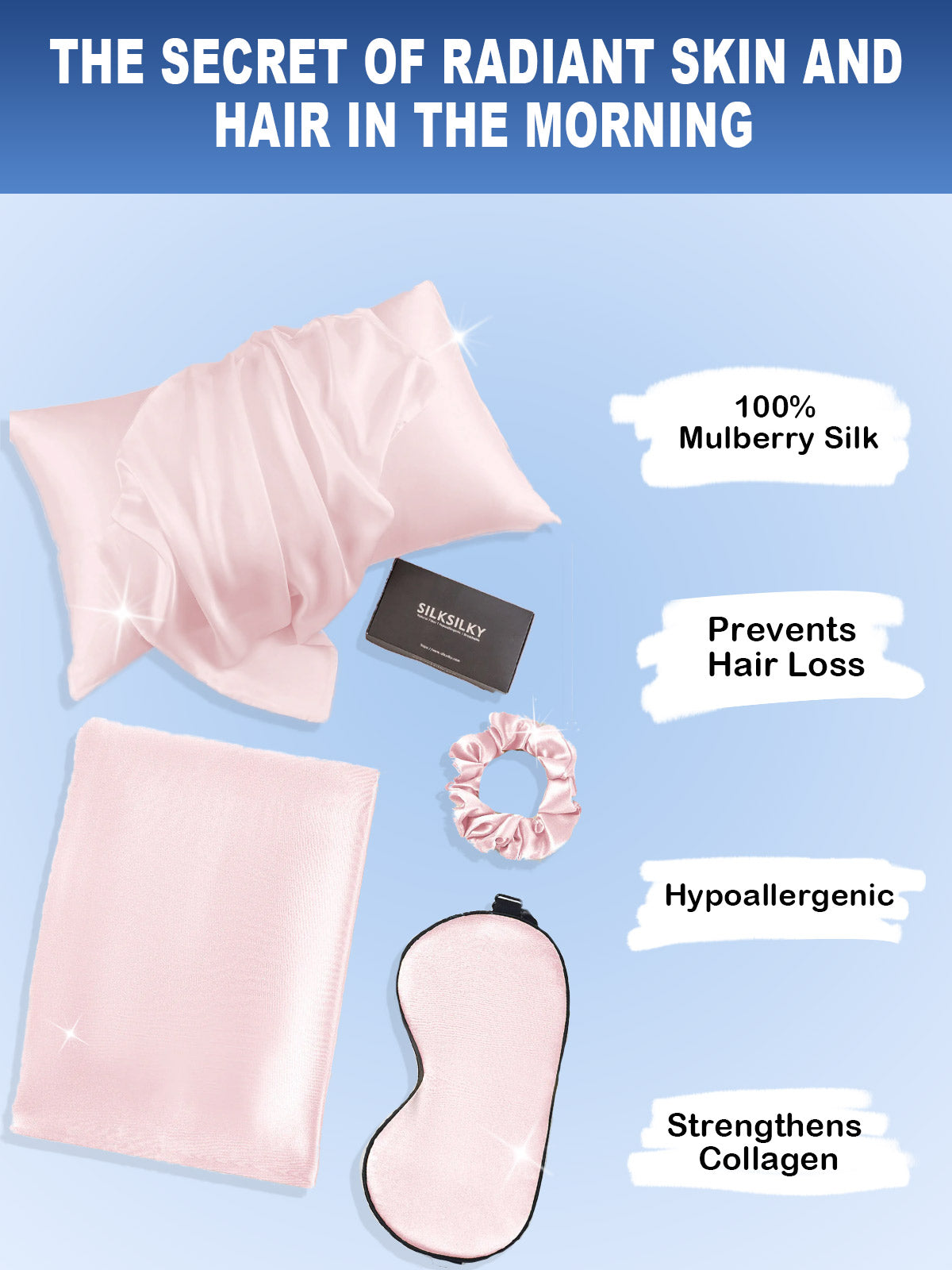 [Pink] SilkSilky-CA 19Momme Pure Silk Pillowcase Set 002