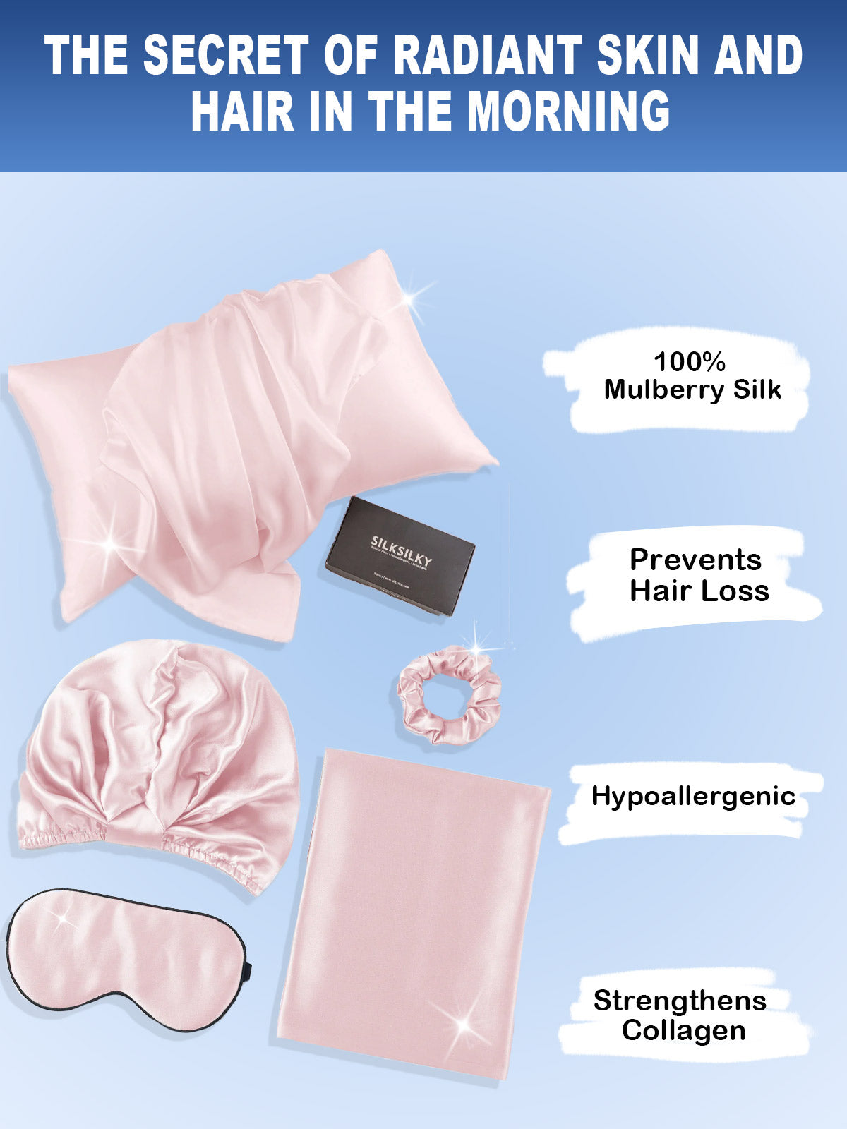 [Pink] SilkSilky-CA 19Momme Pure Silk Pillowcase Set 002