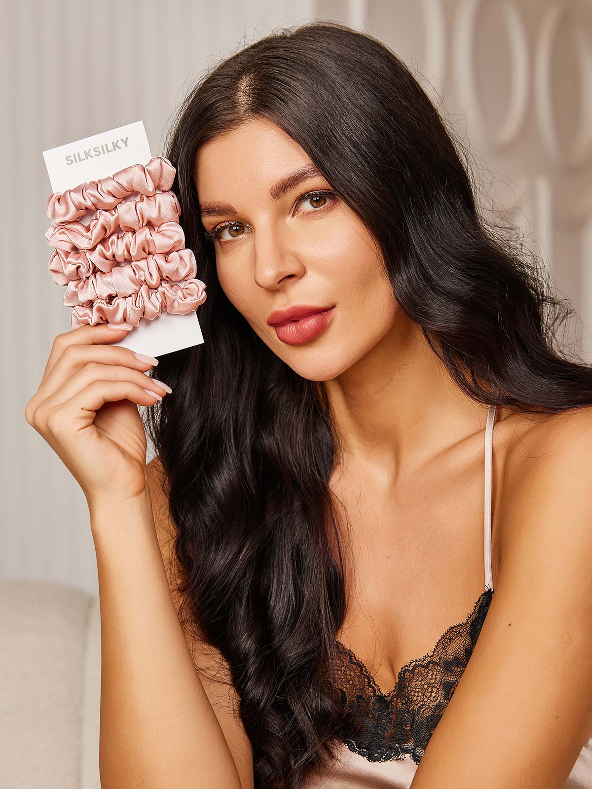 [Pink] SilkSilky-CA 19Momme Pure Silk Scrunchie 001