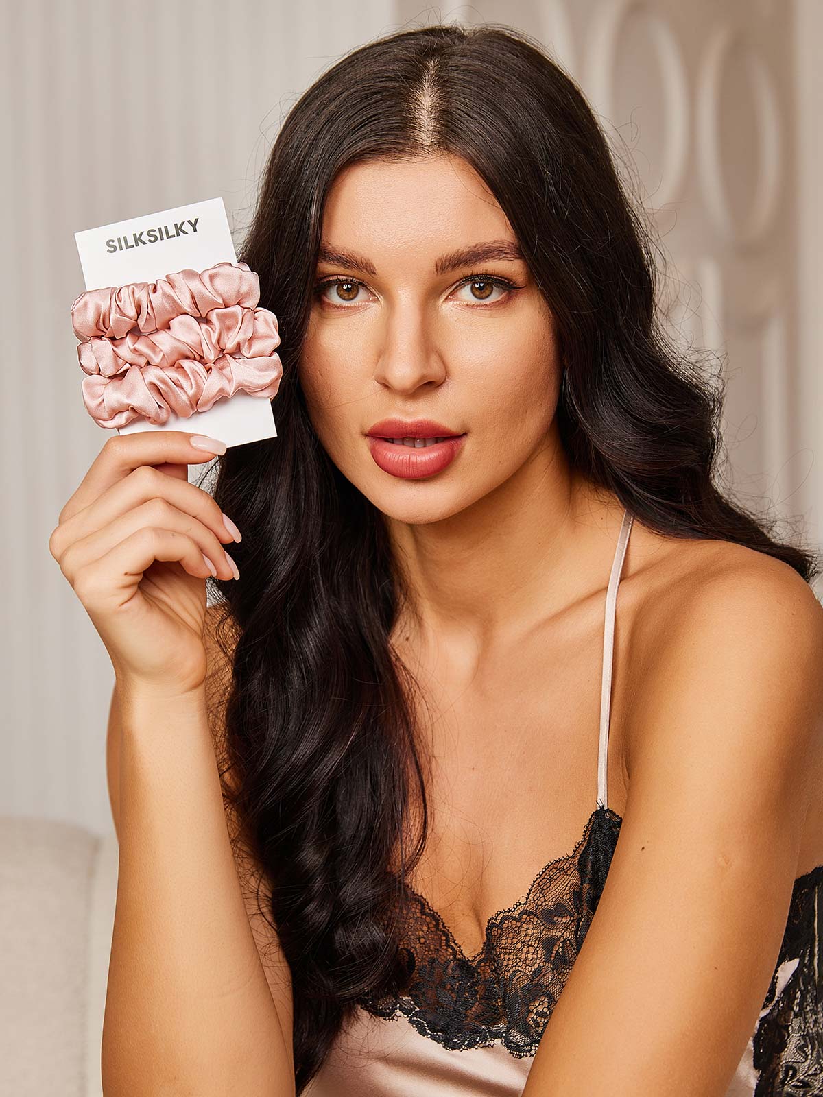 [Pink] SilkSilky-CA 19Momme Pure Silk Scrunchie 001