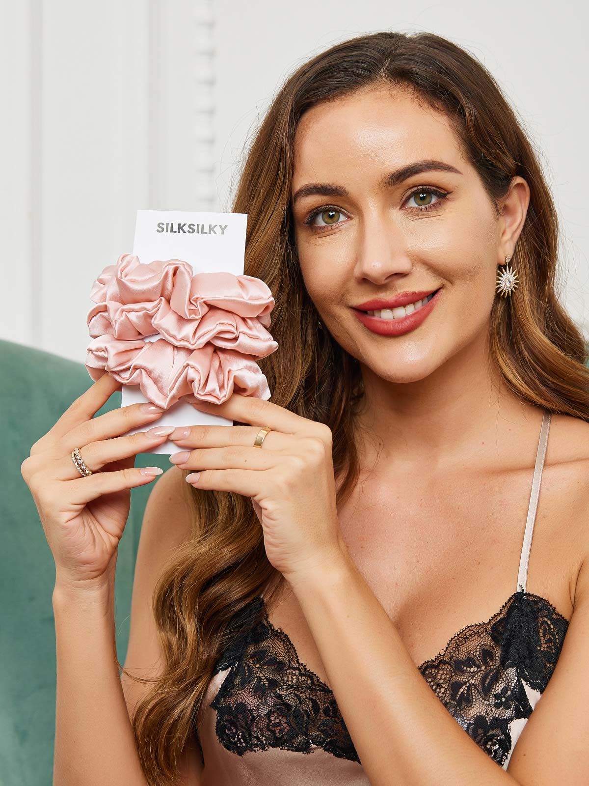 [Pink] SilkSilky-CA 19Momme Pure Silk Scrunchie 004