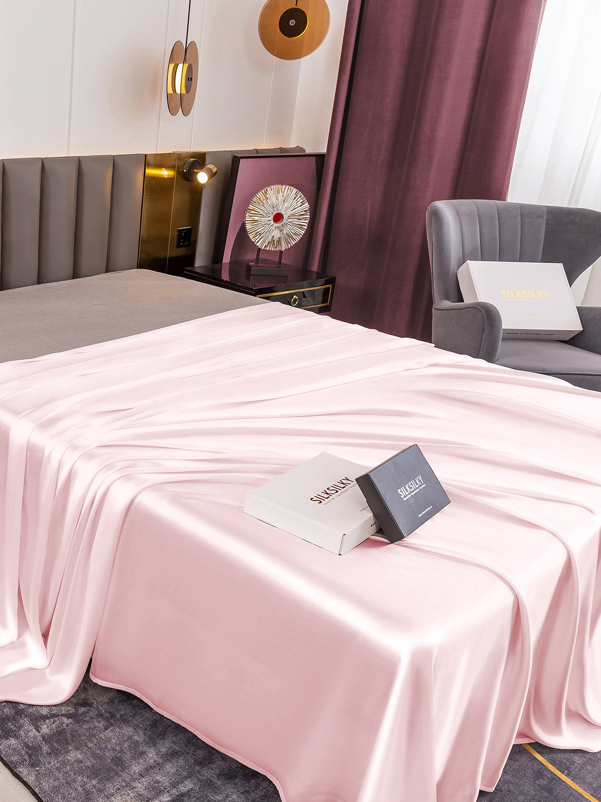 [Pink] SilkSilky-CA 19Momme Pure Silk Sheet 001