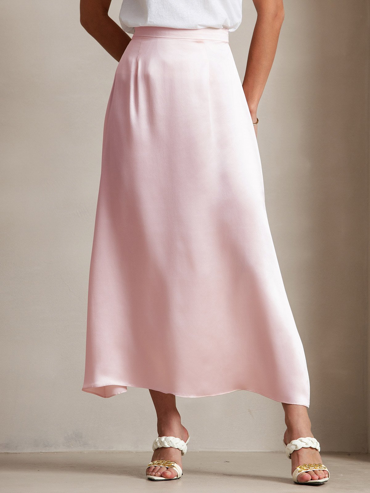 [Pink] SilkSilky-CA 19Momme Silk Skirt 003