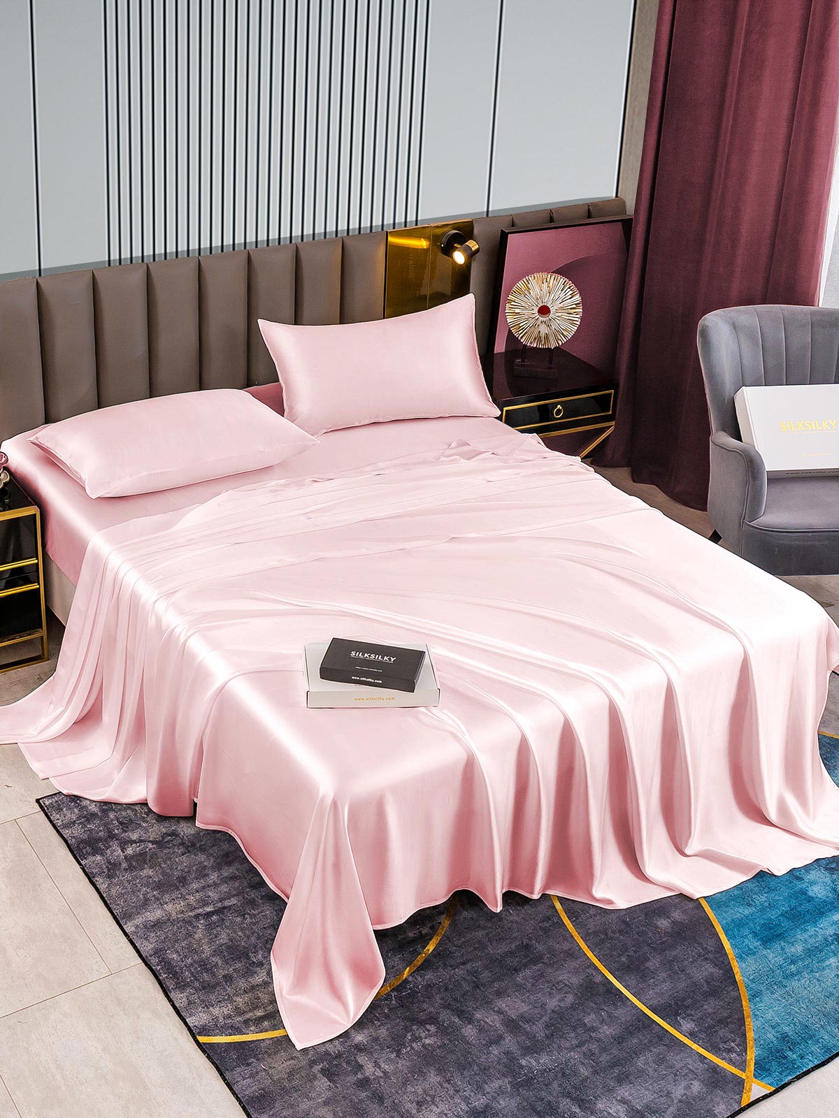 [Pink] SilkSilky-CA 22Momme Pure Silk Bedding Set 002