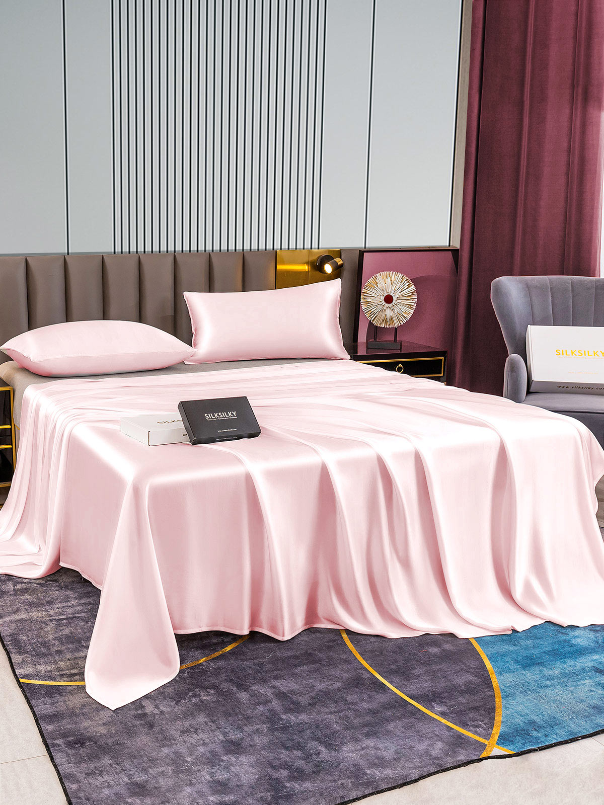 [Pink] SilkSilky-CA 22Momme Pure Silk Bedding Set 003