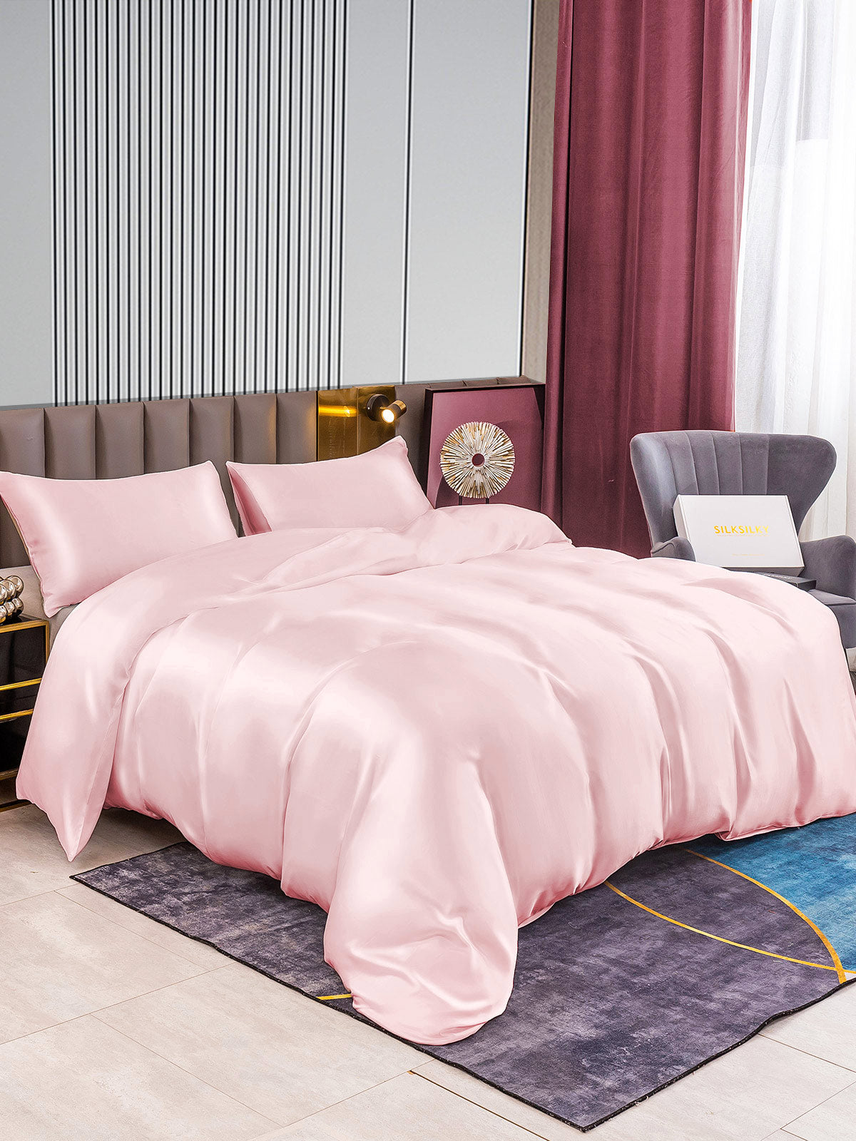 [Pink] SilkSilky-CA 22Momme Pure Silk Bedding Set 003