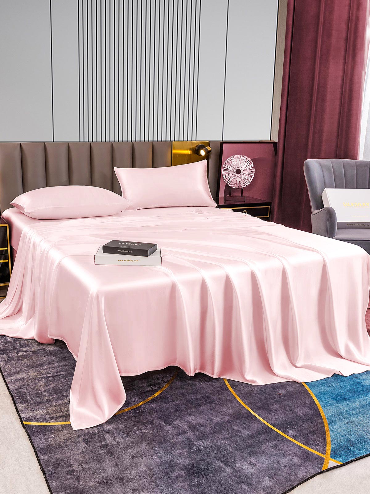 [Pink] SilkSilky-CA 22Momme Pure Silk Bedding Set 005