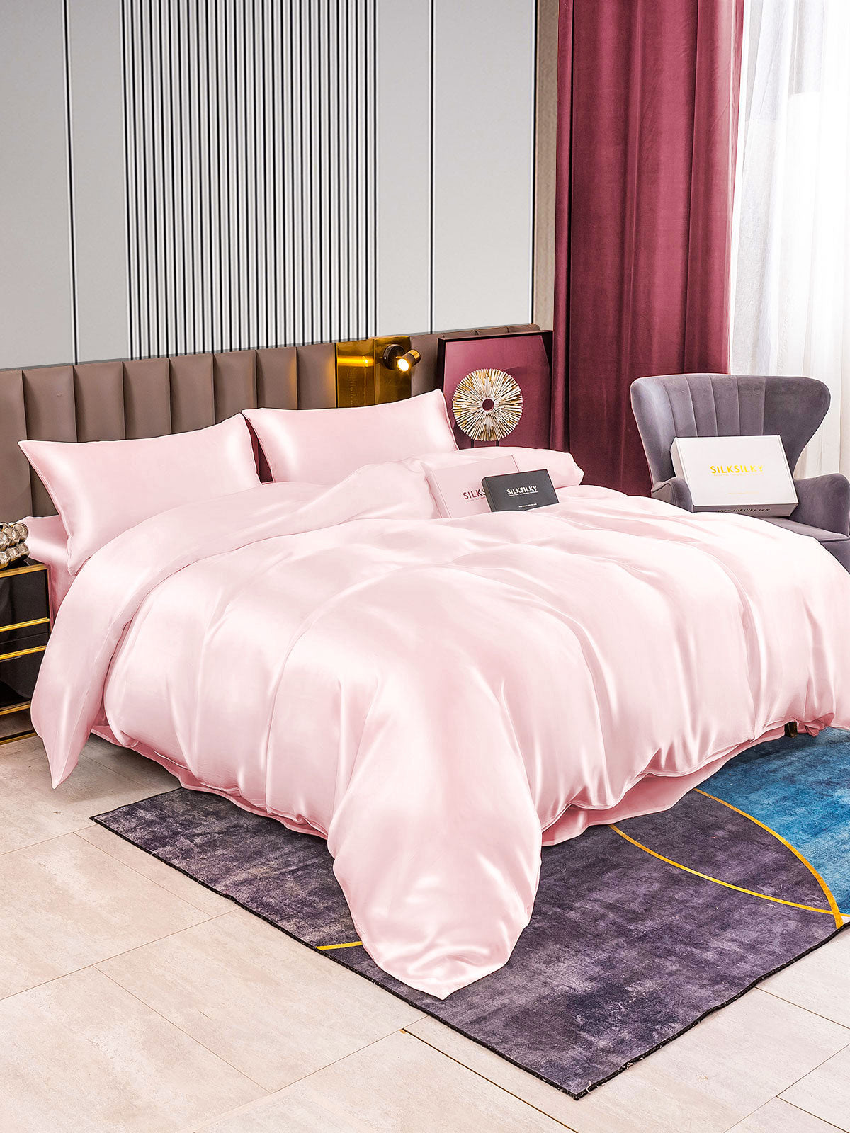 [Pink] SilkSilky-CA 22Momme Pure Silk Bedding Set 006