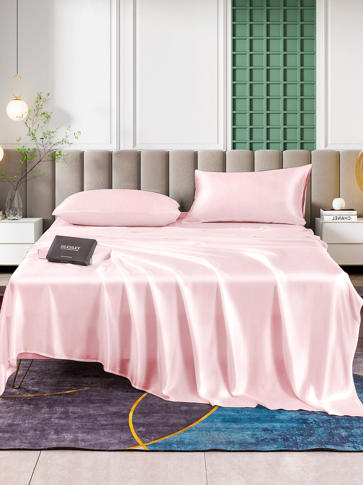 [Pink] SilkSilky-CA 25Momme Pure Silk Bedding Set 001