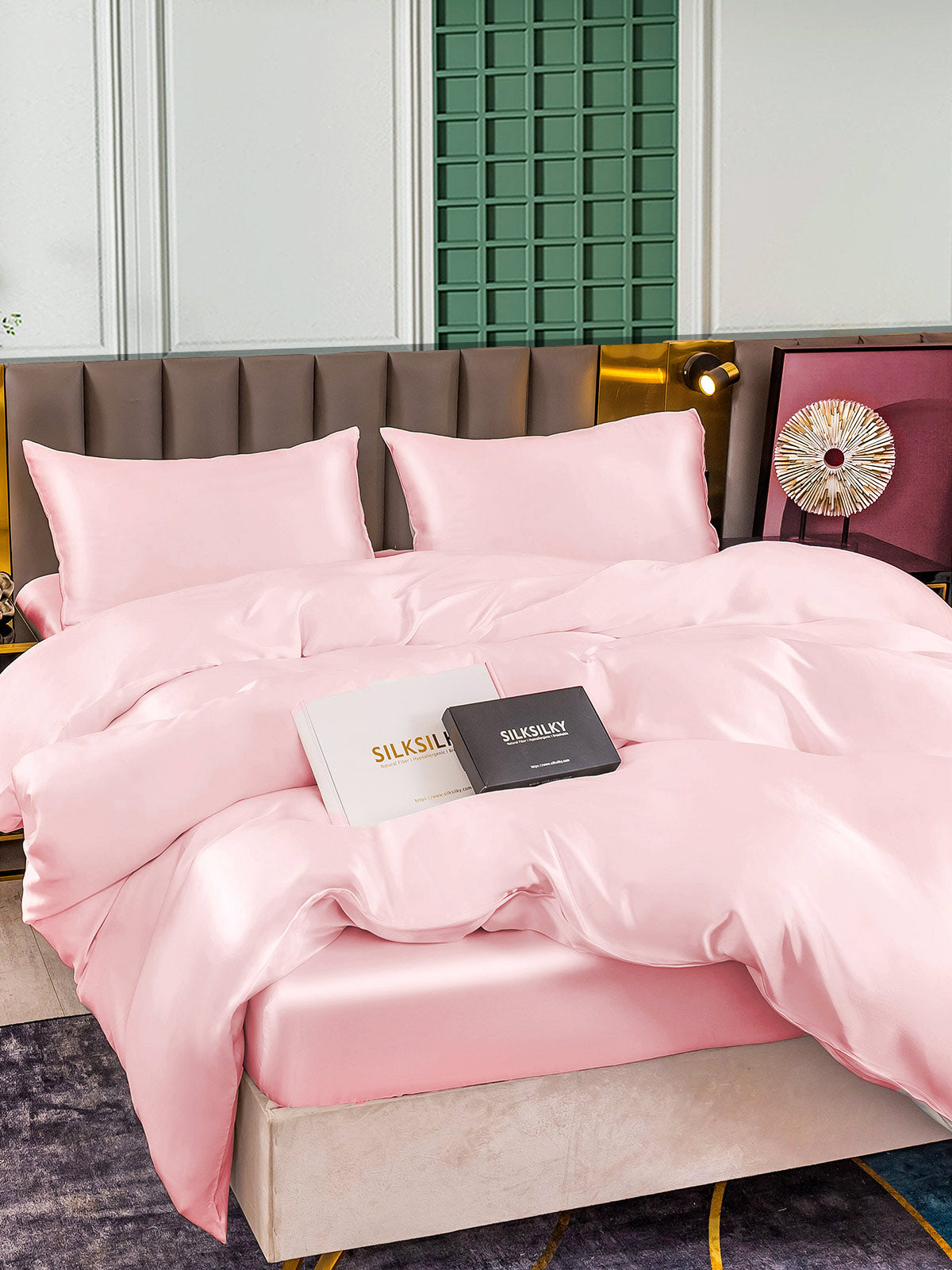 [Pink] SilkSilky-CA 25Momme Pure Silk Bedding Set 002