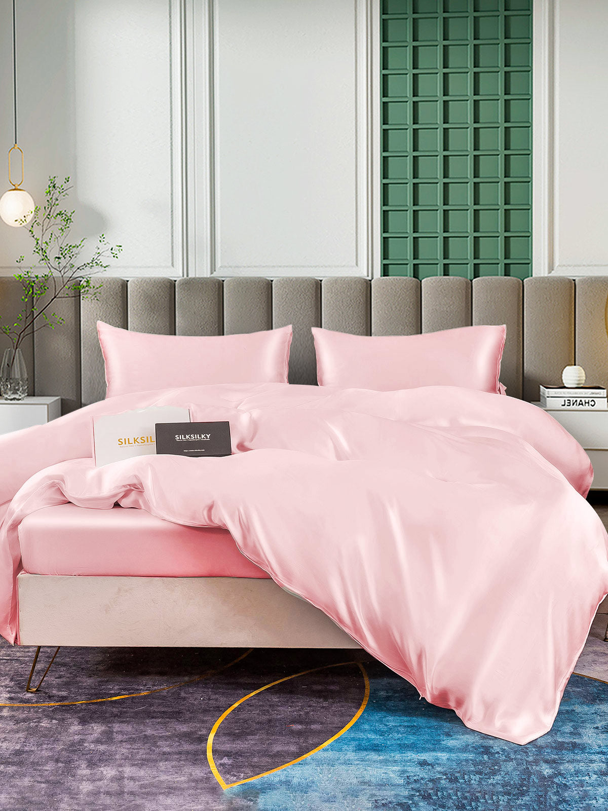 [Pink] SilkSilky-CA 25Momme Pure Silk Bedding Set 003