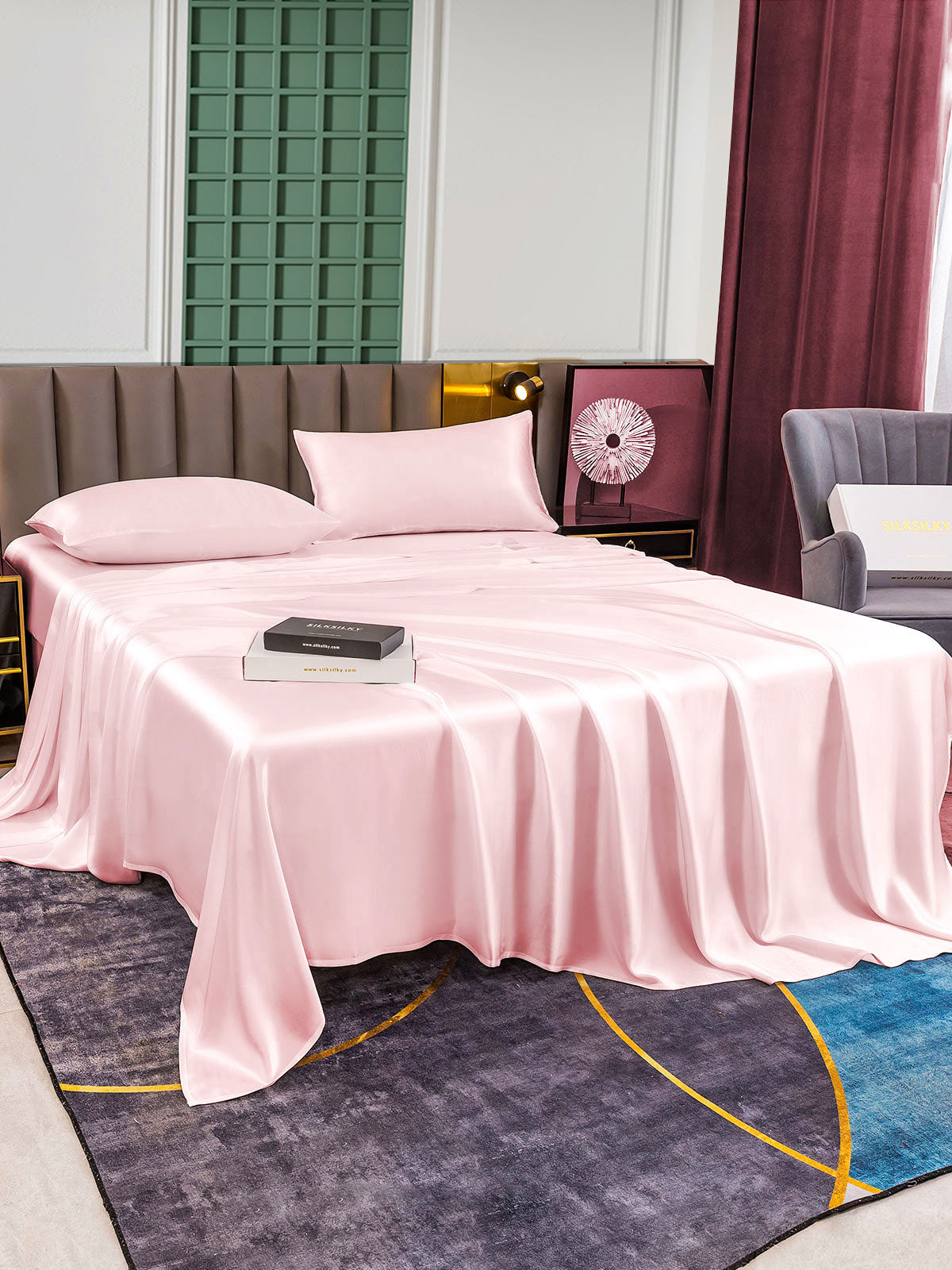 [Pink] SilkSilky-CA 25Momme Pure Silk Bedding Set 005