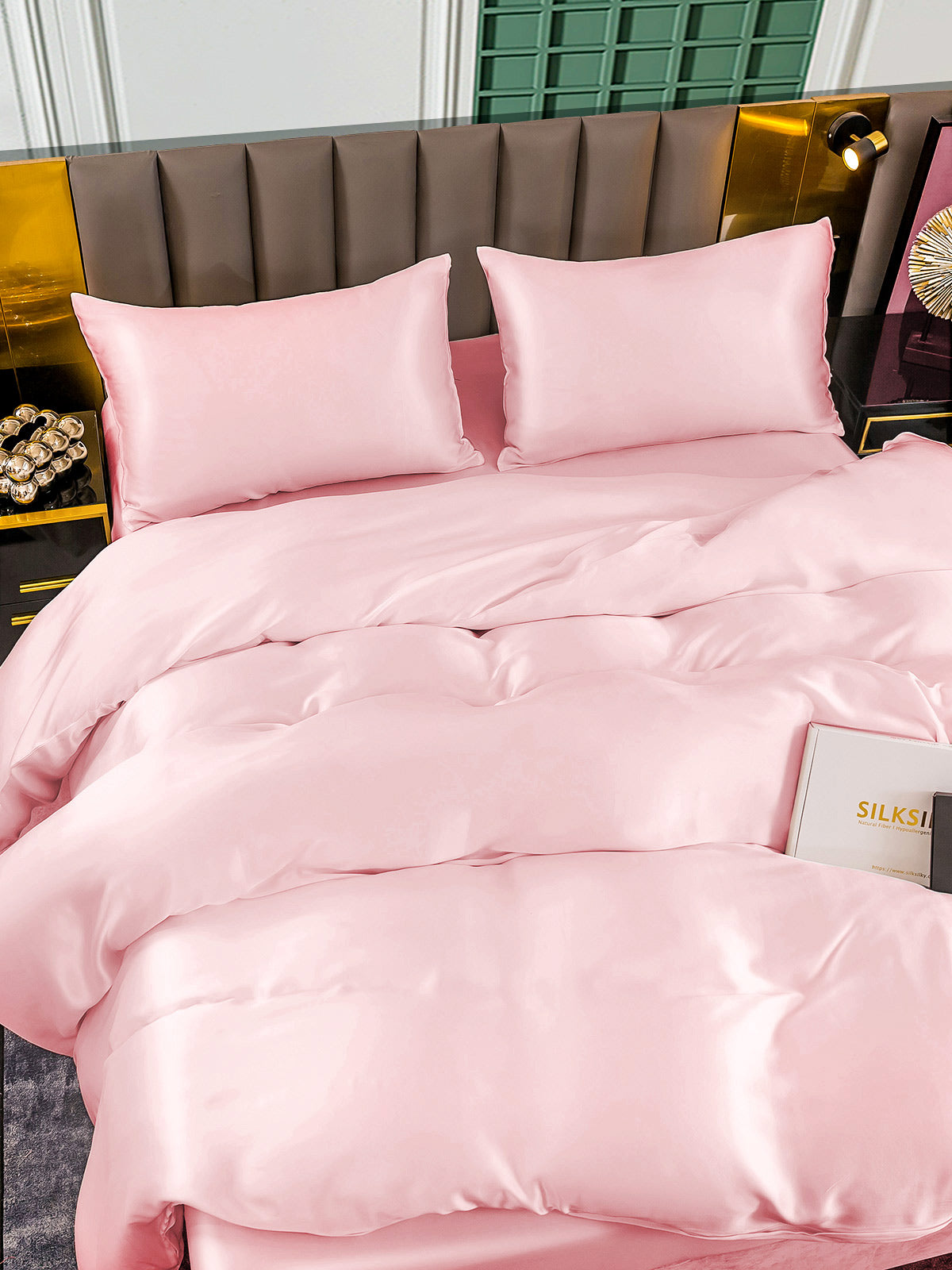 [Pink] SilkSilky-CA 25Momme Pure Silk Bedding Set 006