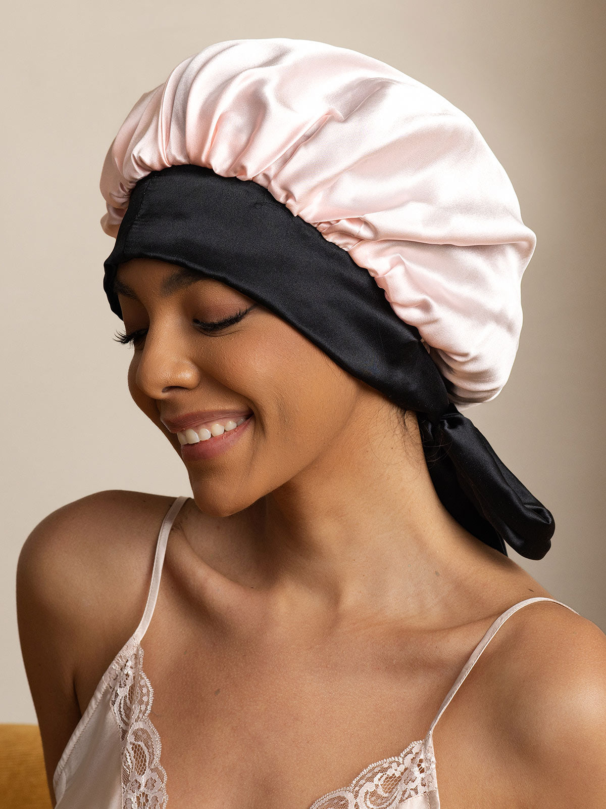 [Pink] SilkSilky-CA Pure Silk Sleep Cap 001