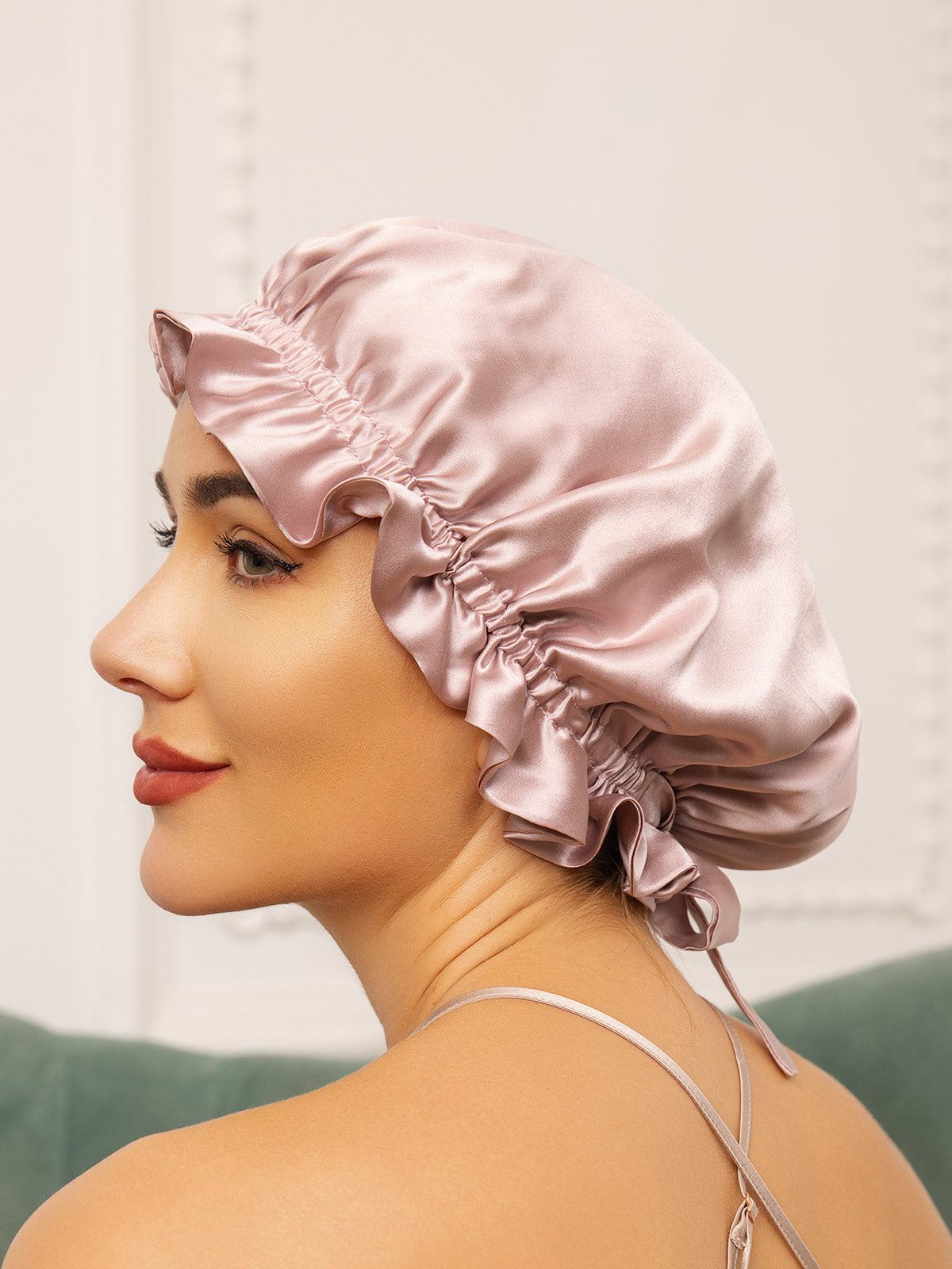 [Pink] SilkSilky-CA Pure Silk Sleep Cap 003