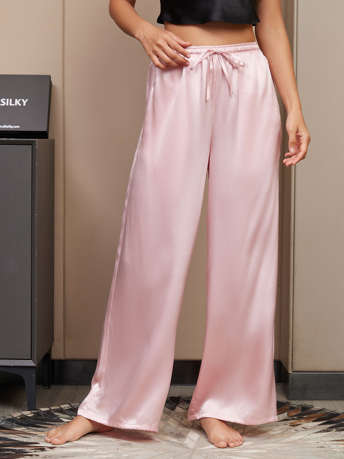 [Pink] SilkSilky-CA Pure Silk Womens Pants 001