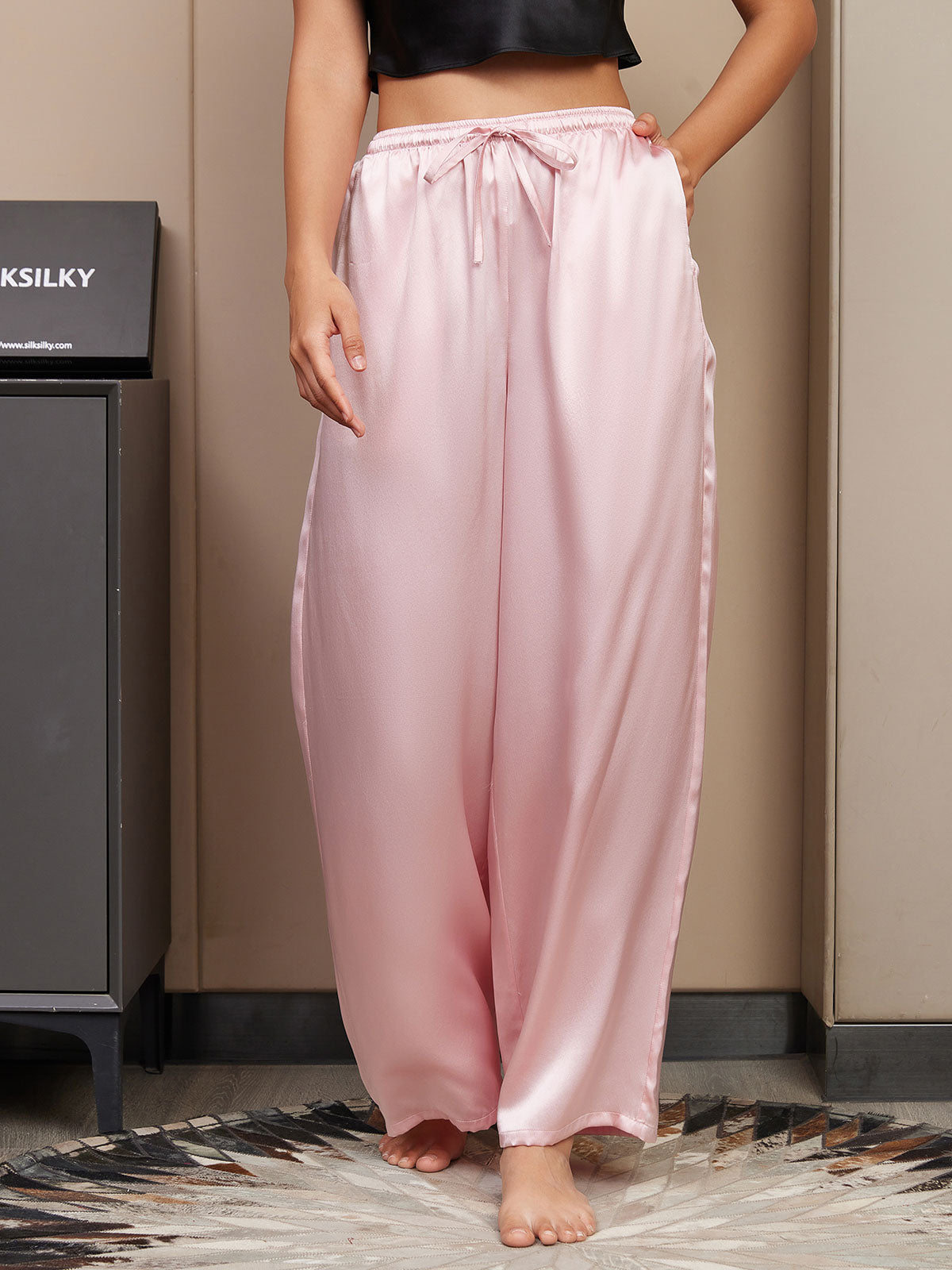 [Pink] SilkSilky-CA Pure Silk Womens Pants 003
