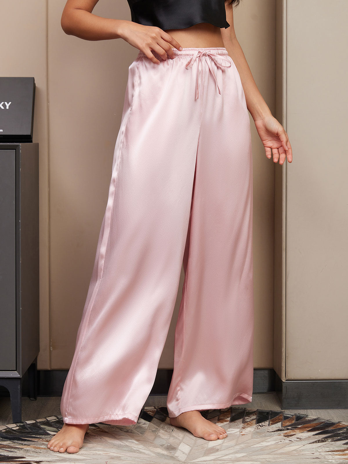 [Pink] SilkSilky-CA Pure Silk Womens Pants 004
