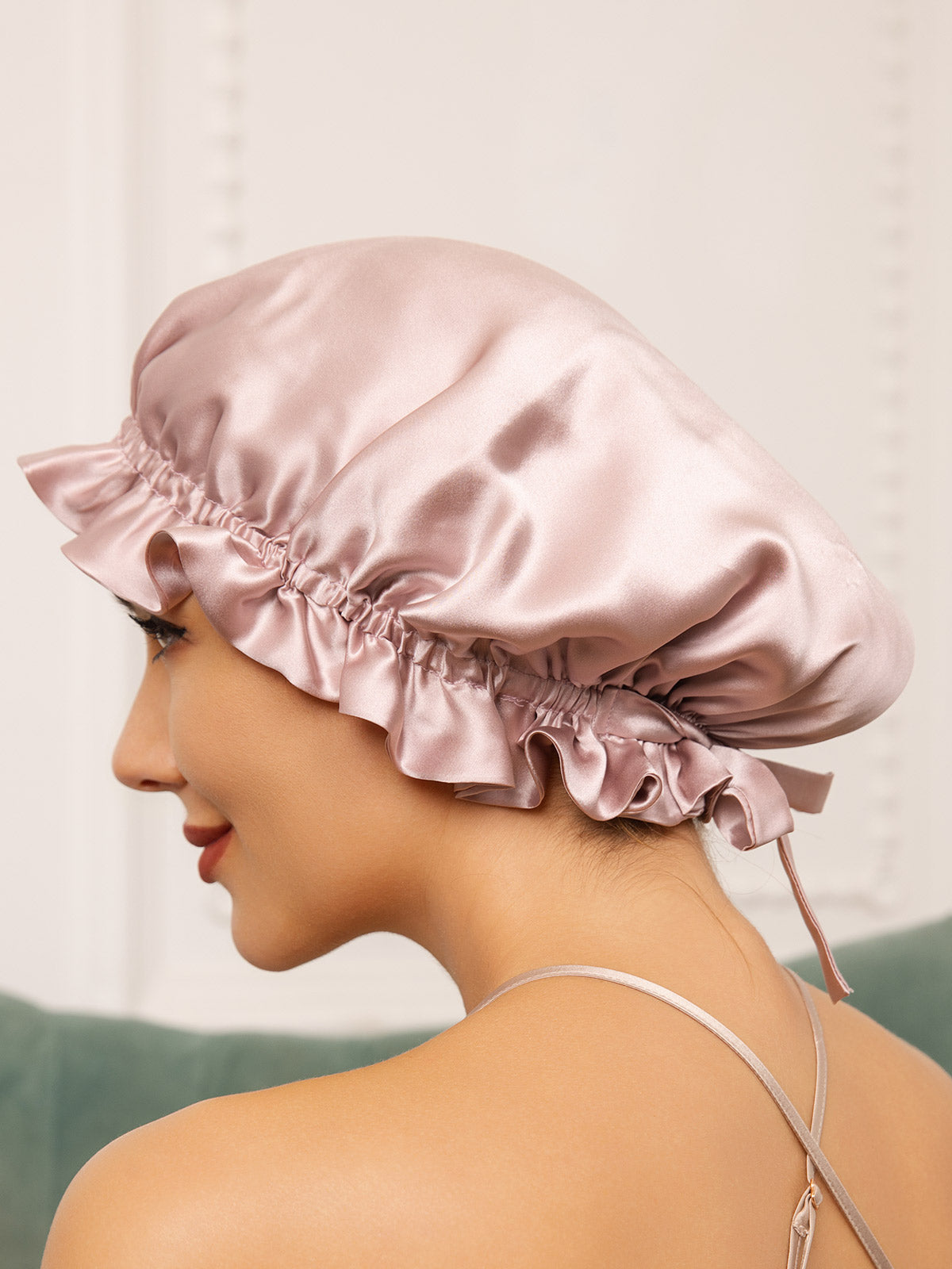 [Pink] SilkSilky-CA Pure Silk Sleep Cap 001