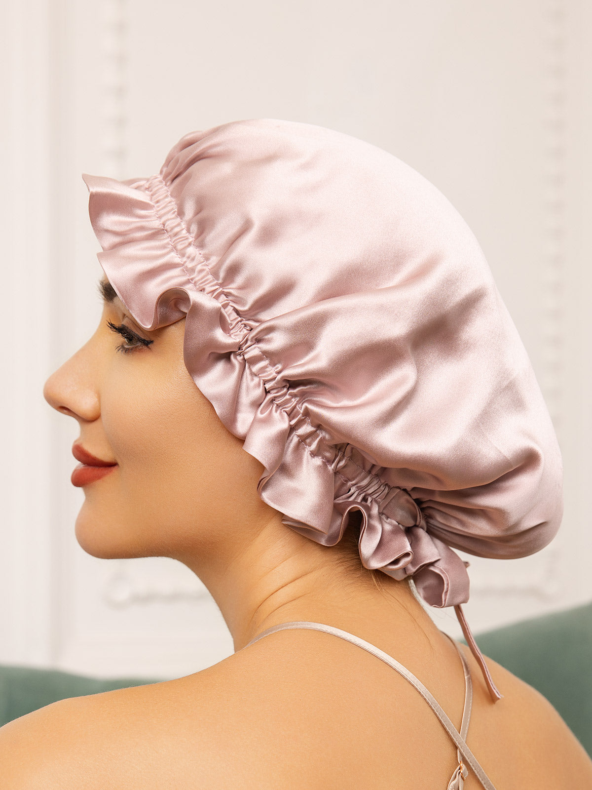 [Pink] SilkSilky-CA Pure Silk Sleep Cap 002