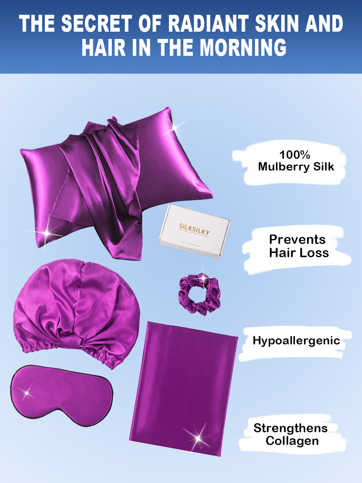 [Purple] SilkSilky-CA 19Momme Pure Silk Pillowcase Set 002