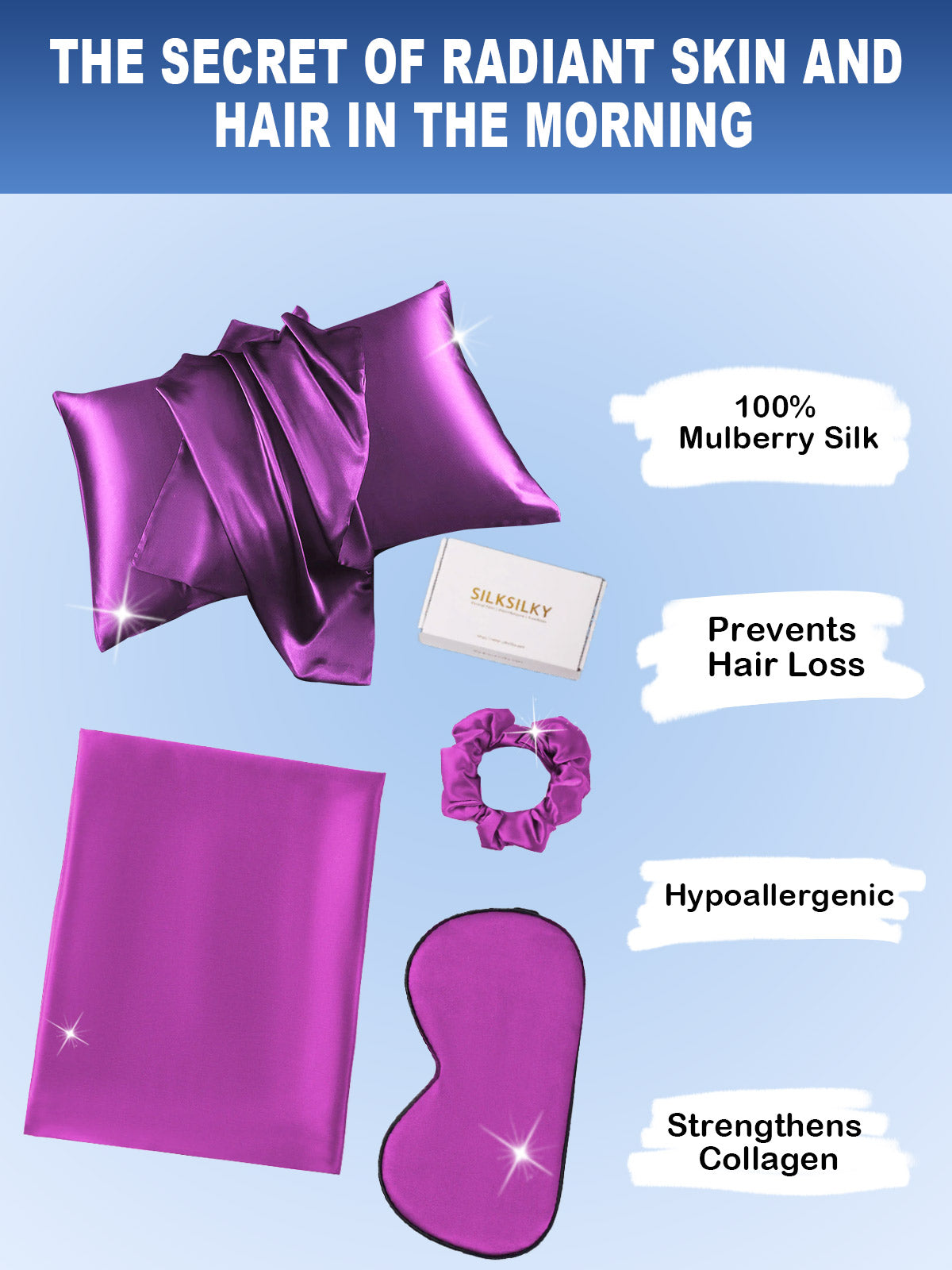 [Purple] SilkSilky-CA 19Momme Pure Silk Pillowcase Set 002
