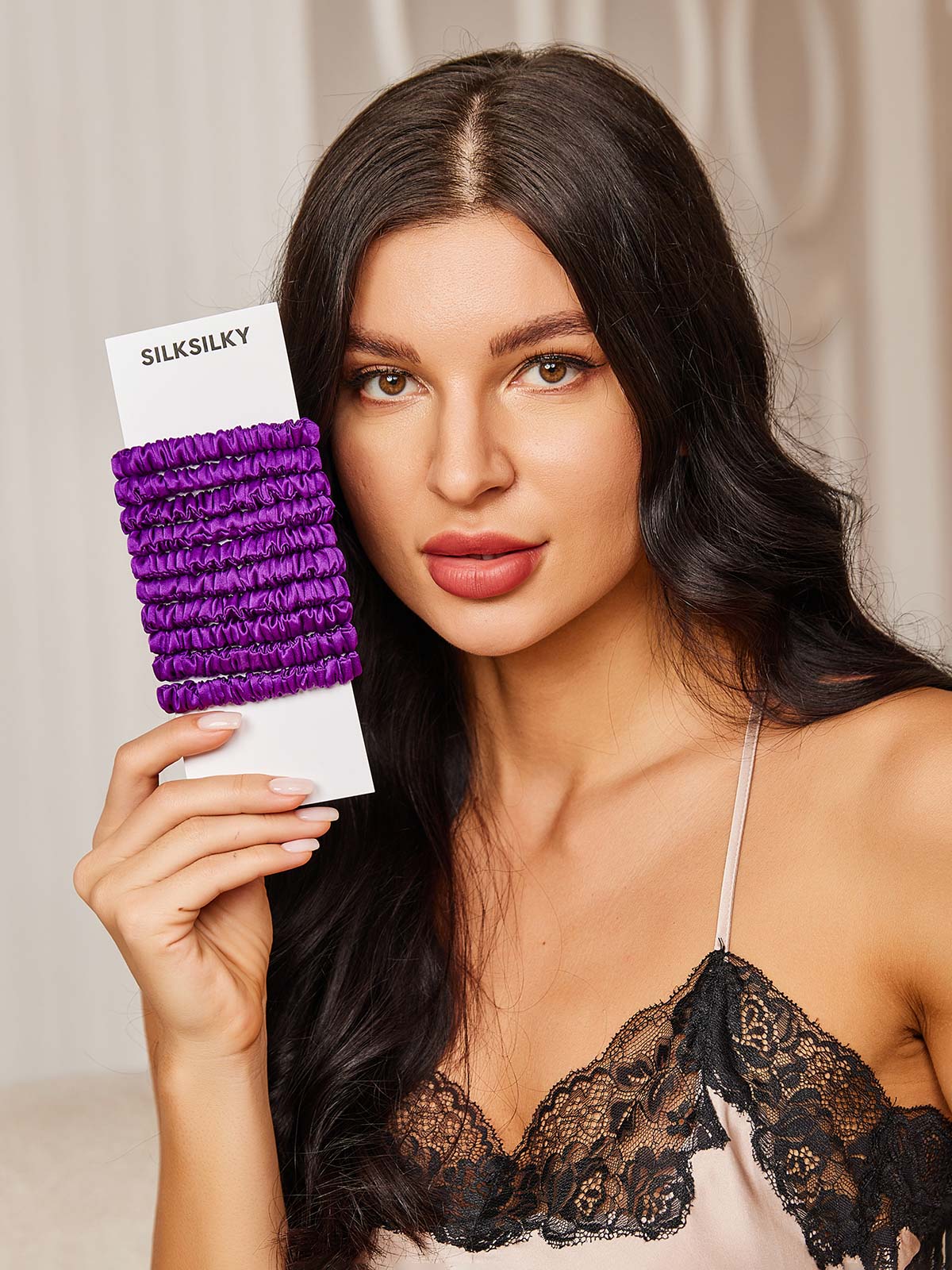 [Purple] SilkSilky-CA 19Momme Pure Silk Scrunchie 001