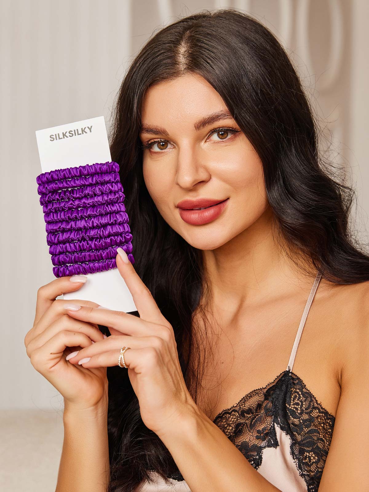 [Purple] SilkSilky-CA 19Momme Pure Silk Scrunchie 002