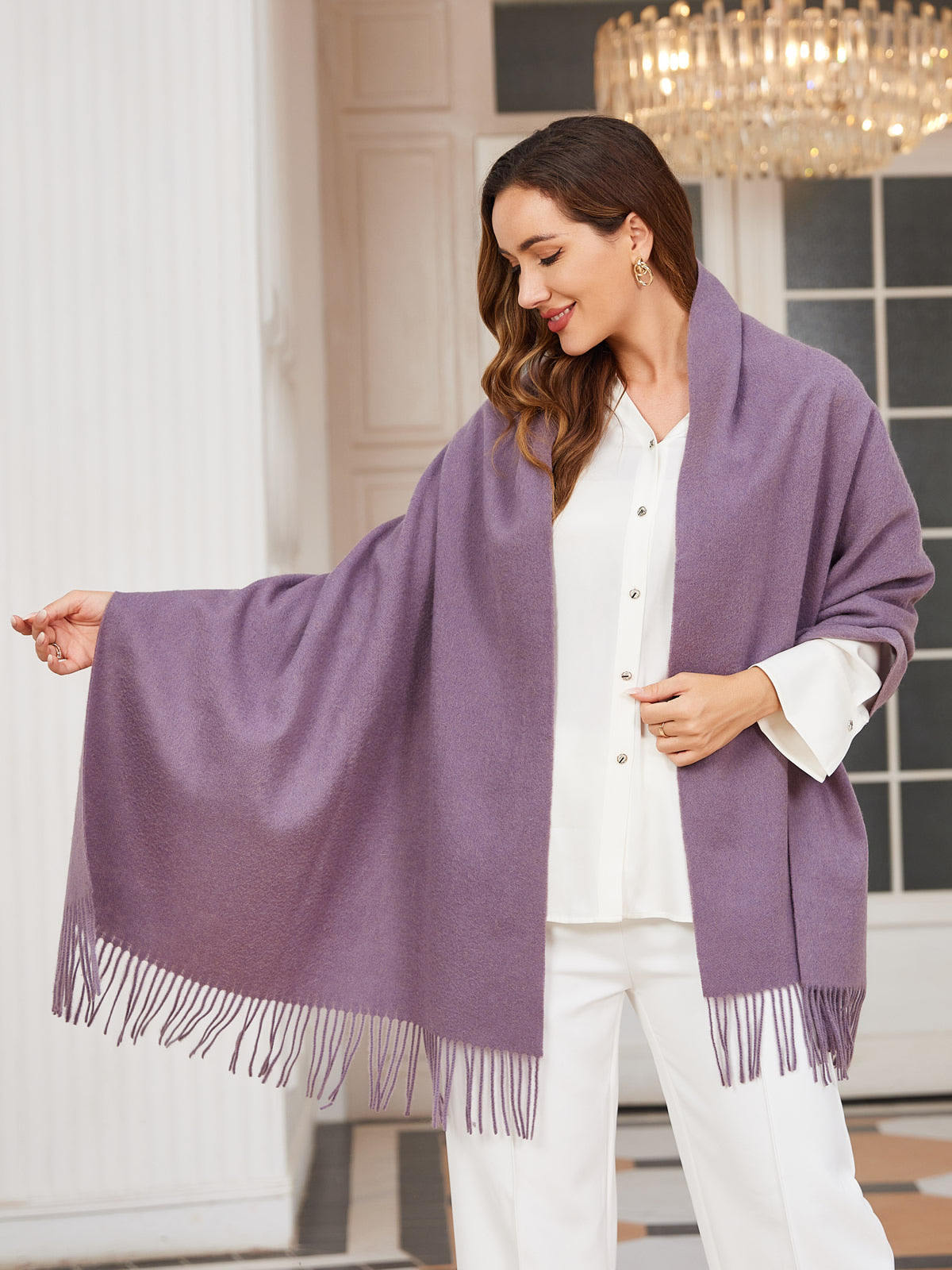 [Purple] SilkSilky-CA Wool Scarf 001