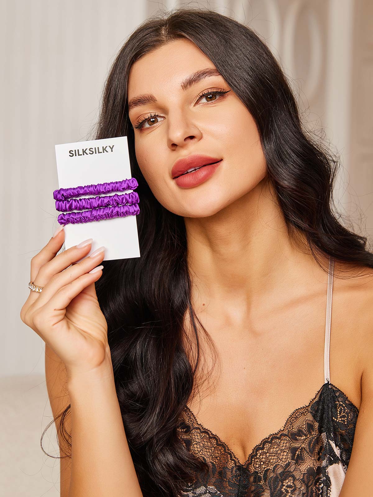 [Purple] SilkSilky-CA 19Momme Scrunchie 001