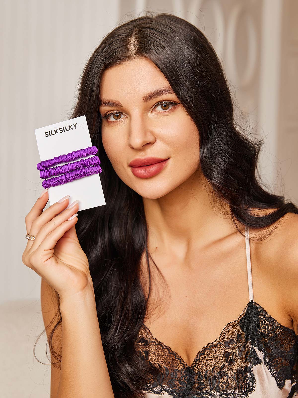 [Purple] SilkSilky-CA 19Momme Scrunchie 002
