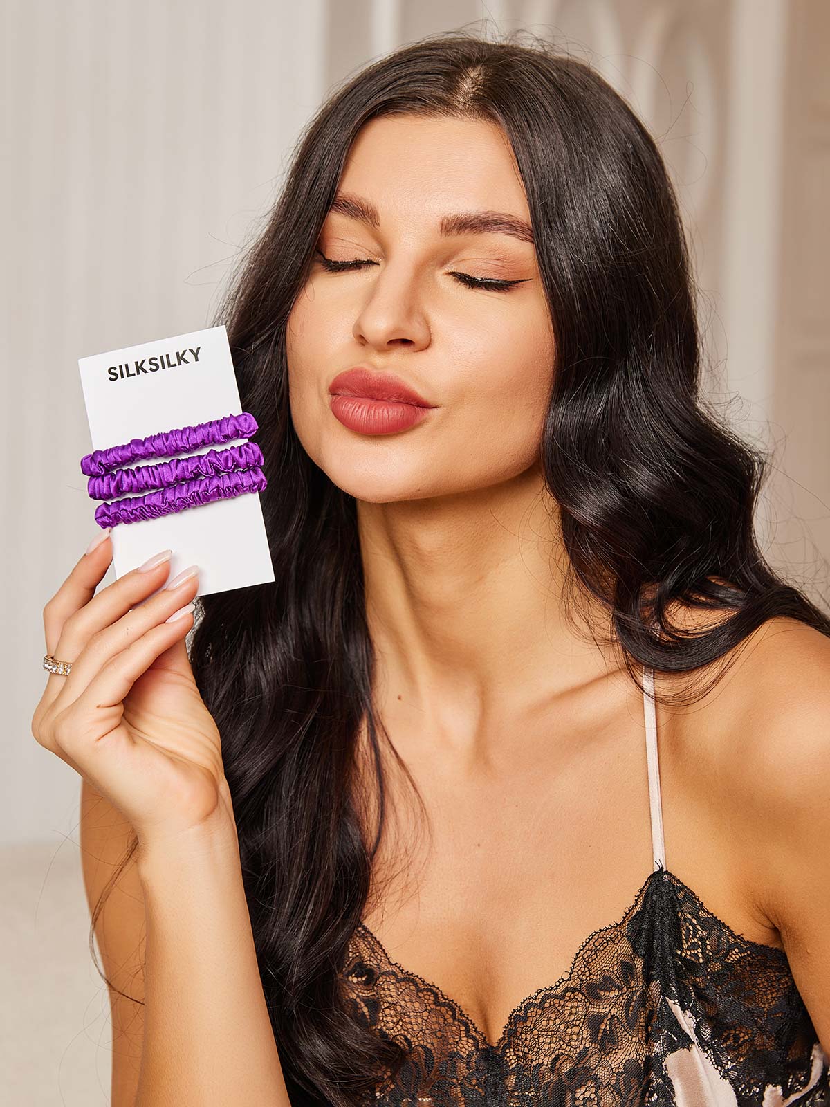 [Purple] SilkSilky-CA 19Momme Scrunchie 003