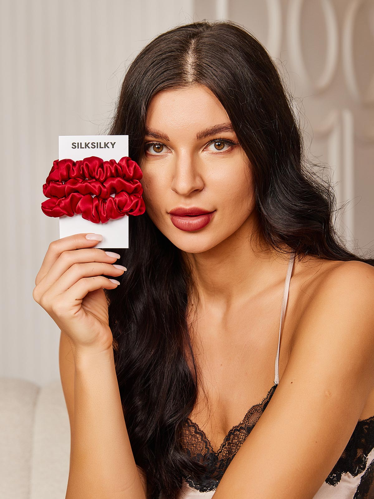 [Red] SilkSilky-CA 19Momme Pure Silk Scrunchie 001