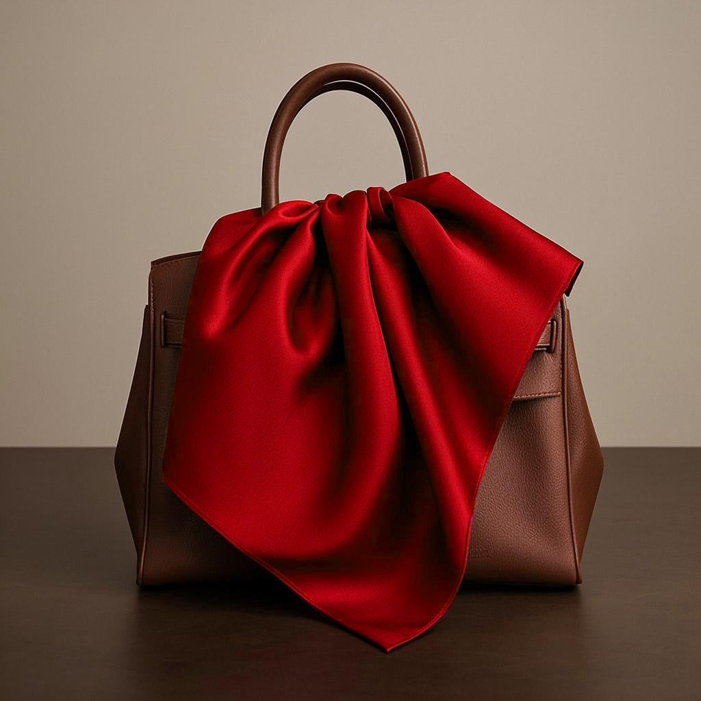 [Red] SilkSilky-CA Pure Silk Scarf 001