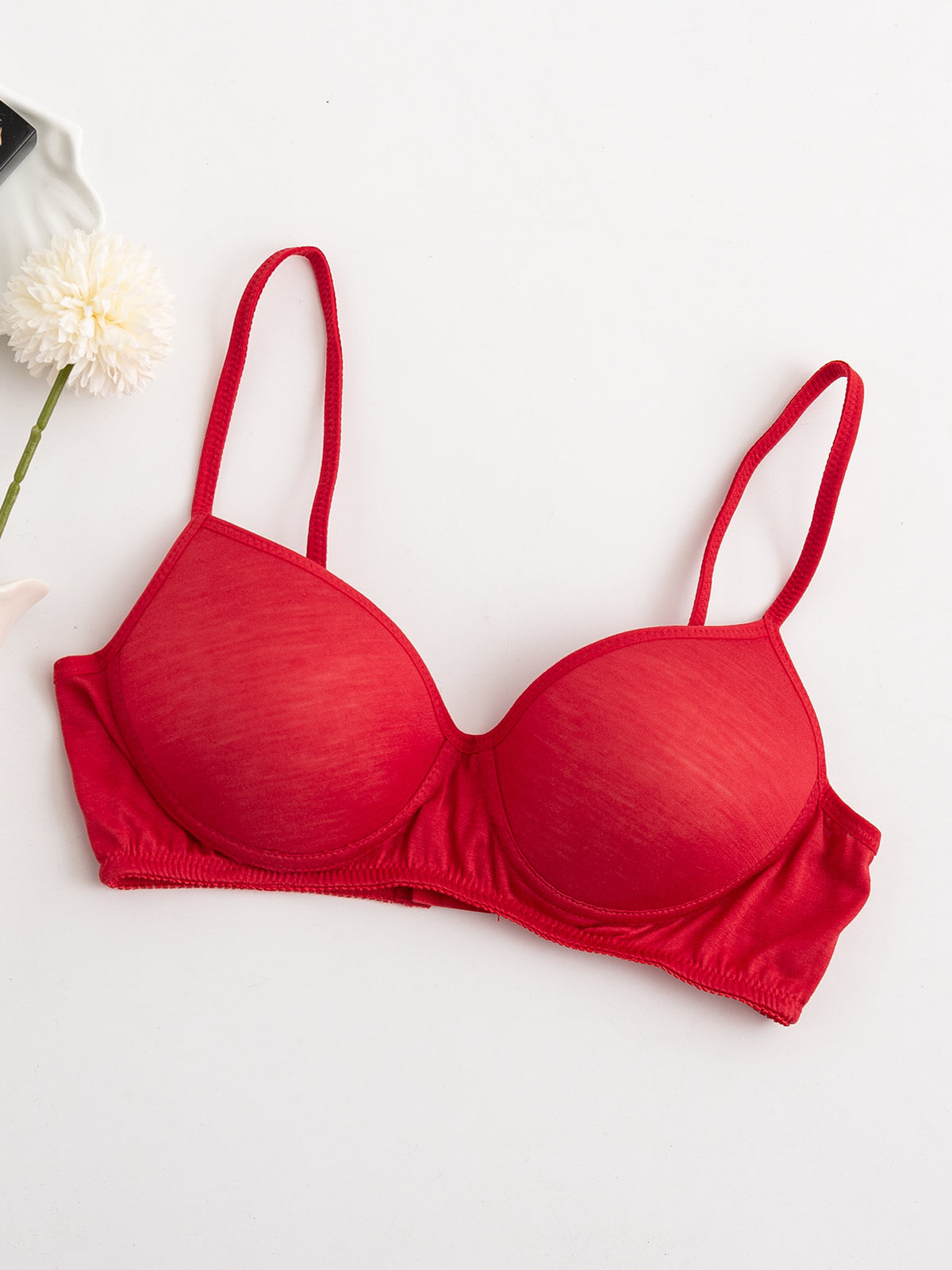 [Red] SilkSilky-CA Silk Knitted Bra 006