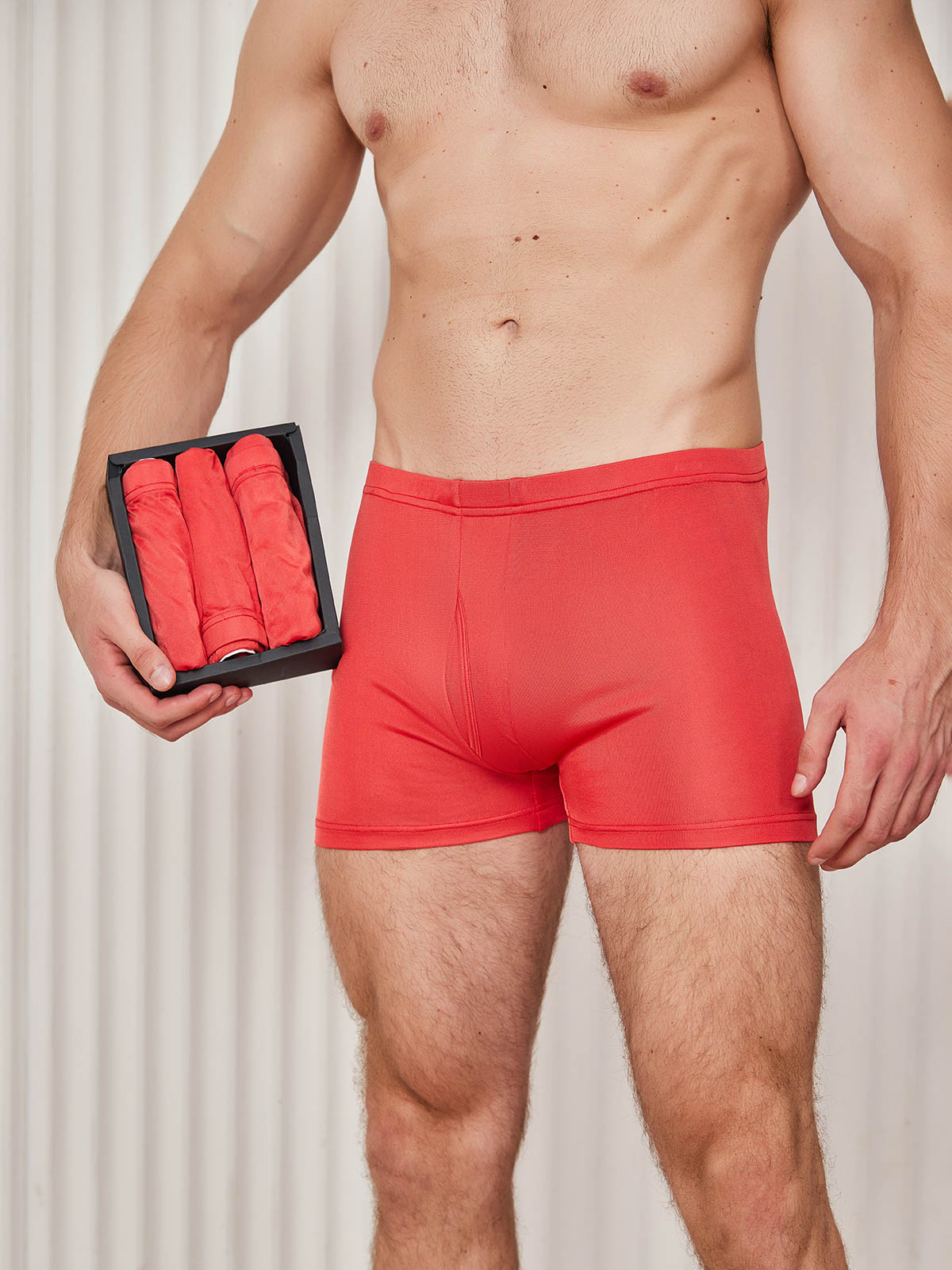 [Red] SilkSilky-CA Silk Knitted Mens Underwear 001