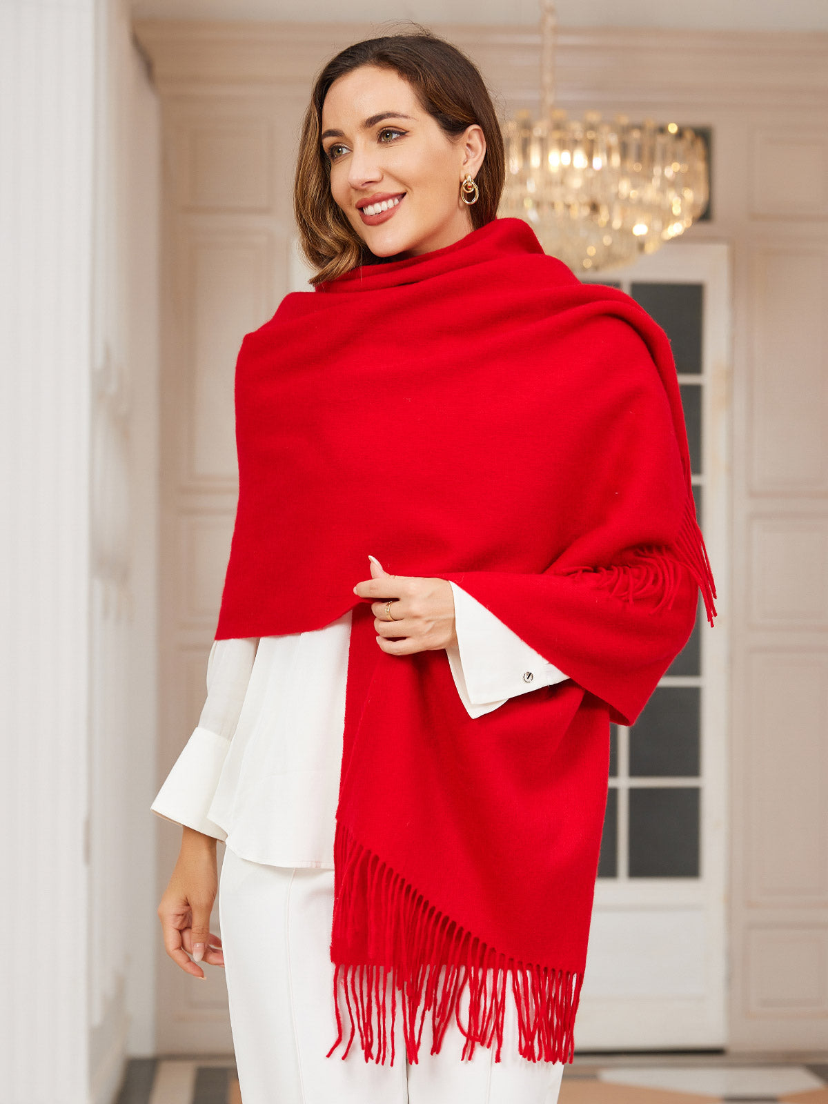 [Red] SilkSilky-CA Wool Scarf 003
