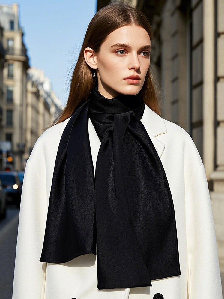SilkSilky-CA Pure Silk Scarf Black 002