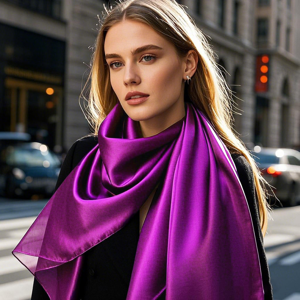 SilkSilky-CA Pure Silk Scarf Purple 001