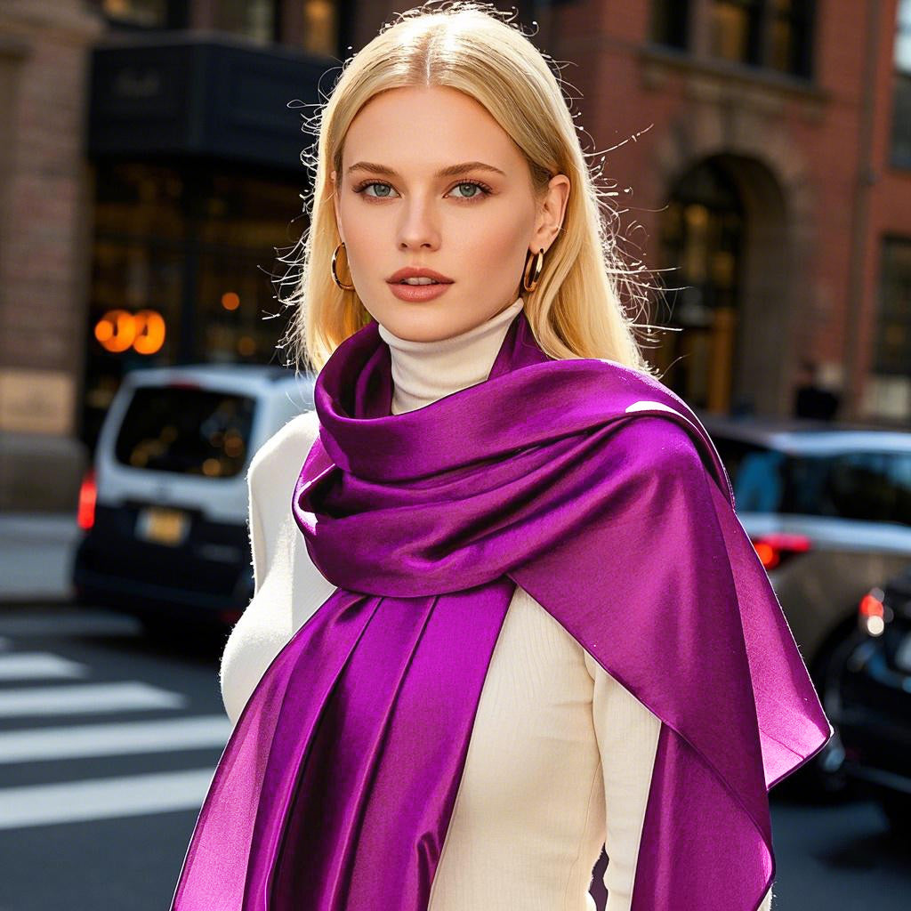 SilkSilky-CA Pure Silk Scarf Purple 002