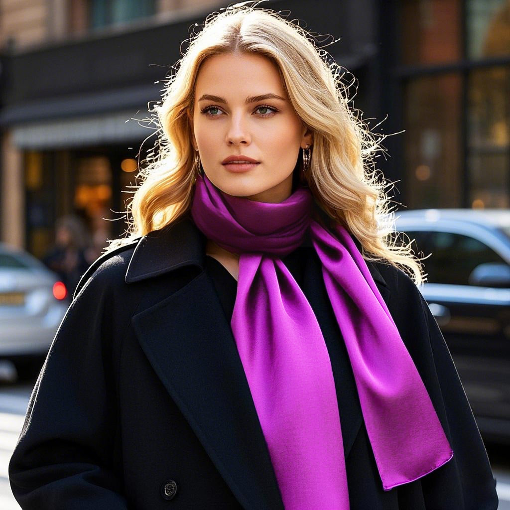 SilkSilky-CA Pure Silk Scarf Purple 003