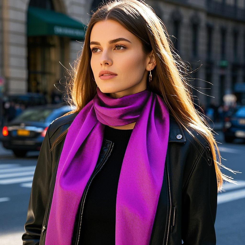 SilkSilky-CA Pure Silk Scarf Purple 004