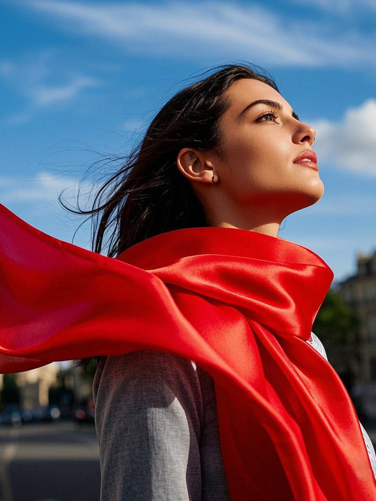 SilkSilky-CA Pure Silk Scarf Red 001