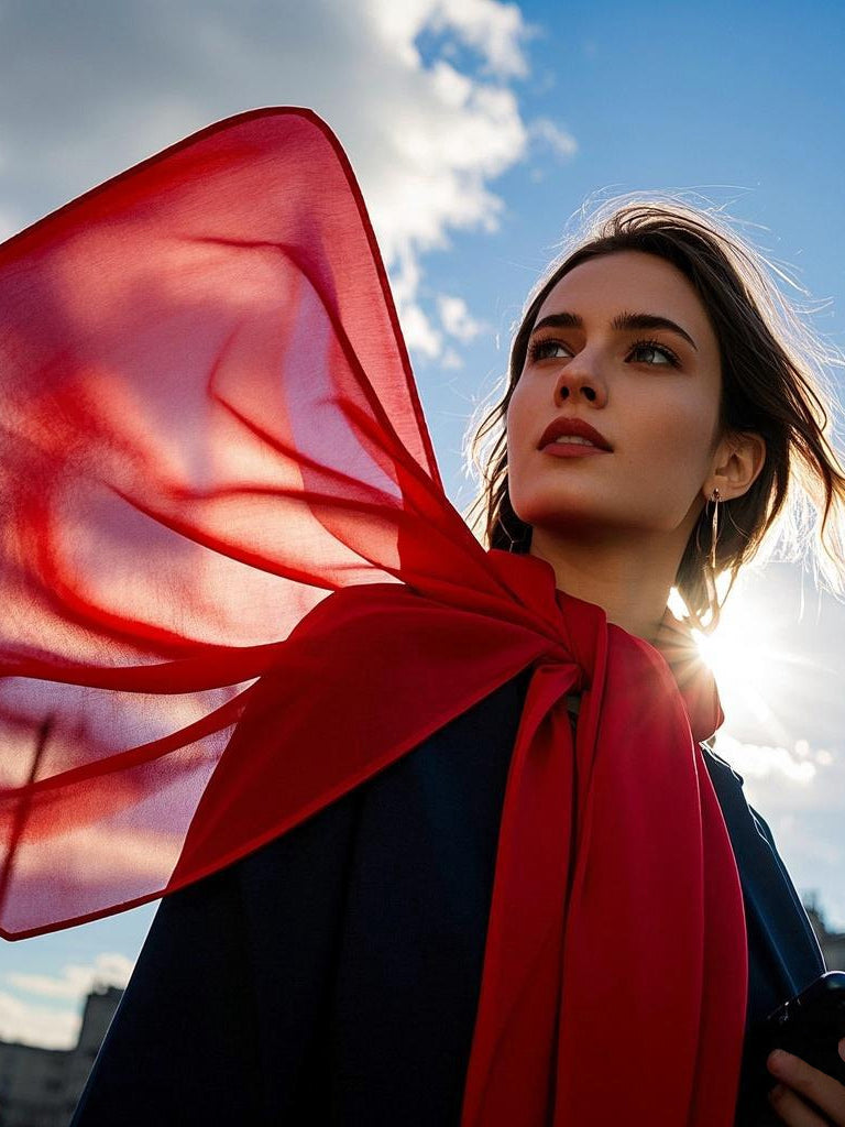 SilkSilky-CA Pure Silk Scarf Red 002