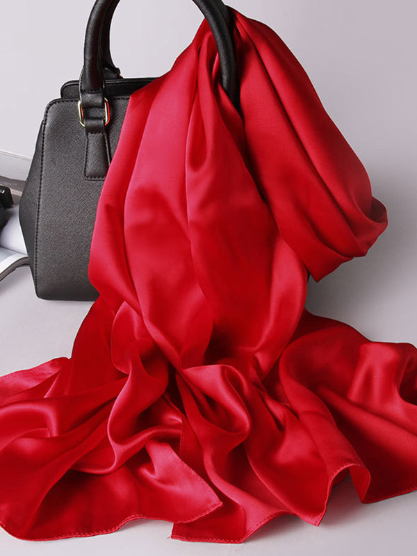 SilkSilky-CA Pure Silk Scarf Red 005